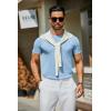 COOFANDY Men’s Crewneck Sweater Short Sleeve Casual Basic Tops Classic Fashion Knit Pullover Tees(Light Blue)