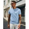 COOFANDY Men’s Crewneck Sweater Short Sleeve Casual Basic Tops Classic Fashion Knit Pullover Tees(Light Blue)