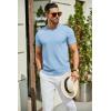COOFANDY Men’s Crewneck Sweater Short Sleeve Casual Basic Tops Classic Fashion Knit Pullover Tees(Light Blue)