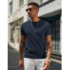 COOFANDY Men’s Crewneck Sweater Short Sleeve Casual Basic Tops Classic Fashion Knit Pullover Tees(Navy Blue)