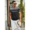 COOFANDY Men’s Crewneck Sweater Short Sleeve Casual Basic Tops Classic Fashion Knit Pullover Tees(Stripe – Black & Grey)