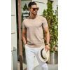 COOFANDY Men’s Crewneck Sweater Short Sleeve Casual Basic Tops Classic Fashion Knit Pullover Tees(Stripe – Khaki)