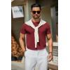 COOFANDY Men’s Crewneck Sweater Short Sleeve Casual Basic Tops Classic Fashion Knit Pullover Tees(Wine Red)