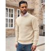 COOFANDY Men’s Crewneck Sweater Waffle Textured Pullover Sweaters Soft Midweight Knitted Sweaters(Beige)