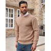 COOFANDY Men’s Crewneck Sweater Waffle Textured Pullover Sweaters Soft Midweight Knitted Sweaters(Camel)