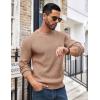 COOFANDY Men’s Crewneck Sweater Waffle Textured Pullover Sweaters Soft Midweight Knitted Sweaters(Camel)