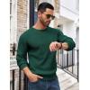 COOFANDY Men’s Crewneck Sweater Waffle Textured Pullover Sweaters Soft Midweight Knitted Sweaters(Green)