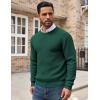 COOFANDY Men’s Crewneck Sweater Waffle Textured Pullover Sweaters Soft Midweight Knitted Sweaters(Green)