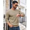 COOFANDY Men’s Crewneck Sweater Waffle Textured Pullover Sweaters Soft Midweight Knitted Sweaters(Khaki)