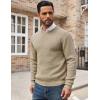 COOFANDY Men’s Crewneck Sweater Waffle Textured Pullover Sweaters Soft Midweight Knitted Sweaters(Khaki)
