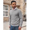 COOFANDY Men’s Crewneck Sweater Waffle Textured Pullover Sweaters Soft Midweight Knitted Sweaters(Light Grey)