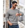COOFANDY Men’s Crewneck Sweater Waffle Textured Pullover Sweaters Soft Midweight Knitted Sweaters(Light Grey)