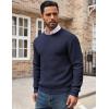 COOFANDY Men’s Crewneck Sweater Waffle Textured Pullover Sweaters Soft Midweight Knitted Sweaters(Navy Blue)