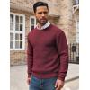 COOFANDY Men’s Crewneck Sweater Waffle Textured Pullover Sweaters Soft Midweight Knitted Sweaters(Wine Red)