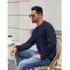 COOFANDY Mens Crewneck Sweatshirts Long Sleeve Basic Pullover Shirts Twill Textured Soild Casual Tops(Dark Navy)