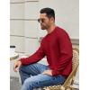 COOFANDY Mens Crewneck Sweatshirts Long Sleeve Basic Pullover Shirts Twill Textured Soild Casual Tops(Red)