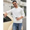 COOFANDY Mens Crewneck Sweatshirts Long Sleeve Basic Pullover Shirts Twill Textured Soild Casual Tops(White)