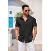 COOFANDY Men’s Cuban Guayabera Shirt Short Sleeve Button Down Shirts Casual Summer Beach Linen Shirts(Black)