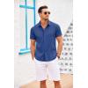 COOFANDY Men’s Cuban Guayabera Shirt Short Sleeve Button Down Shirts Casual Summer Beach Linen Shirts(Brilliant Blue)