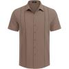 COOFANDY Men’s Cuban Guayabera Shirt Short Sleeve Button Down Shirts Casual Summer Beach Linen Shirts(Brown)
