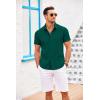 COOFANDY Men’s Cuban Guayabera Shirt Short Sleeve Button Down Shirts Casual Summer Beach Linen Shirts(Dark Green)