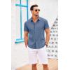COOFANDY Men’s Cuban Guayabera Shirt Short Sleeve Button Down Shirts Casual Summer Beach Linen Shirts(Gray Blue)