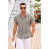 COOFANDY Men’s Cuban Guayabera Shirt Short Sleeve Button Down Shirts Casual Summer Beach Linen Shirts(Khaki)