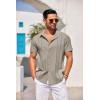 COOFANDY Men’s Cuban Guayabera Shirt Short Sleeve Button Down Shirts Casual Summer Beach Linen Shirts(Khaki)