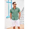 COOFANDY Men’s Cuban Guayabera Shirt Short Sleeve Button Down Shirts Casual Summer Beach Linen Shirts(Malachite Green)