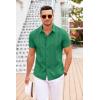 COOFANDY Men’s Cuban Guayabera Shirt Short Sleeve Button Down Shirts Casual Summer Beach Linen Shirts(Oasis Green)