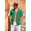 COOFANDY Men’s Cuban Guayabera Shirt Short Sleeve Button Down Shirts Casual Summer Beach Linen Shirts(Oasis Green)