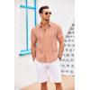 COOFANDY Men’s Cuban Guayabera Shirt Short Sleeve Button Down Shirts Casual Summer Beach Linen Shirts(Pink)