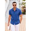 COOFANDY Men’s Cuban Guayabera Shirt Short Sleeve Button Down Shirts Casual Summer Beach Linen Shirts(Royal Blue)