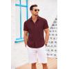 COOFANDY Men’s Cuban Guayabera Shirt Short Sleeve Button Down Shirts Casual Summer Beach Linen Shirts(Wine Red)