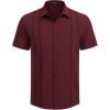 COOFANDY Men’s Cuban Guayabera Shirt Short Sleeve Button Down Shirts Casual Summer Beach Linen Shirts(Wine Red)
