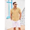 COOFANDY Men’s Cuban Guayabera Shirt Short Sleeve Button Down Shirts Casual Summer Beach Linen Shirts(Yellow)