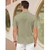 COOFANDY Mens Cuban Guayabera Shirts Short Sleeve Button Down Shirt Lightweight Summer Beach Shirts(Army Green)