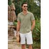 COOFANDY Mens Cuban Guayabera Shirts Short Sleeve Button Down Shirt Lightweight Summer Beach Shirts(Army Green)