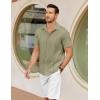 COOFANDY Mens Cuban Guayabera Shirts Short Sleeve Button Down Shirt Lightweight Summer Beach Shirts(Army Green)