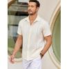 COOFANDY Mens Cuban Guayabera Shirts Short Sleeve Button Down Shirt Lightweight Summer Beach Shirts(Beige)