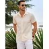 COOFANDY Mens Cuban Guayabera Shirts Short Sleeve Button Down Shirt Lightweight Summer Beach Shirts(Beige)