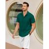 COOFANDY Mens Cuban Guayabera Shirts Short Sleeve Button Down Shirt Lightweight Summer Beach Shirts(Dark Green)