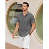 COOFANDY Mens Cuban Guayabera Shirts Short Sleeve Button Down Shirt Lightweight Summer Beach Shirts(Dark Grey)