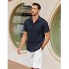 COOFANDY Mens Cuban Guayabera Shirts Short Sleeve Button Down Shirt Lightweight Summer Beach Shirts(Navy Blue)