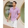 COOFANDY Mens Cuban Guayabera Shirts Short Sleeve Button Down Shirt Lightweight Summer Beach Shirts(Purple)