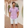 COOFANDY Mens Cuban Guayabera Shirts Short Sleeve Button Down Shirt Lightweight Summer Beach Shirts(Purple)