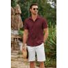 COOFANDY Mens Cuban Guayabera Shirts Short Sleeve Button Down Shirt Lightweight Summer Beach Shirts(Wine Red)