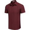 COOFANDY Mens Cuban Guayabera Shirts Short Sleeve Button Down Shirt Lightweight Summer Beach Shirts(Wine Red)