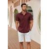 COOFANDY Mens Cuban Guayabera Shirts Short Sleeve Button Down Shirt Lightweight Summer Beach Shirts(Wine Red)