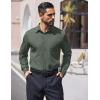 COOFANDY Mens Dress Shirts Long Sleeve Wrinkle Free Shirt Textured Business Casual Button Down Shirt(Dark Army Green)